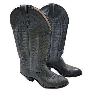 Vintage Laredo Women Size 6.5 M  Leather Gray Blue Cowboy Boot Vintage USA Made